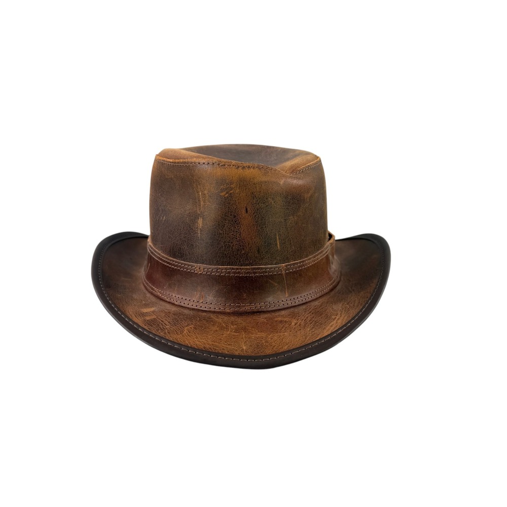 Head'n Home Voodoo Stoker Hat Mens Medium Brown Leather Steampunk Handmade USA